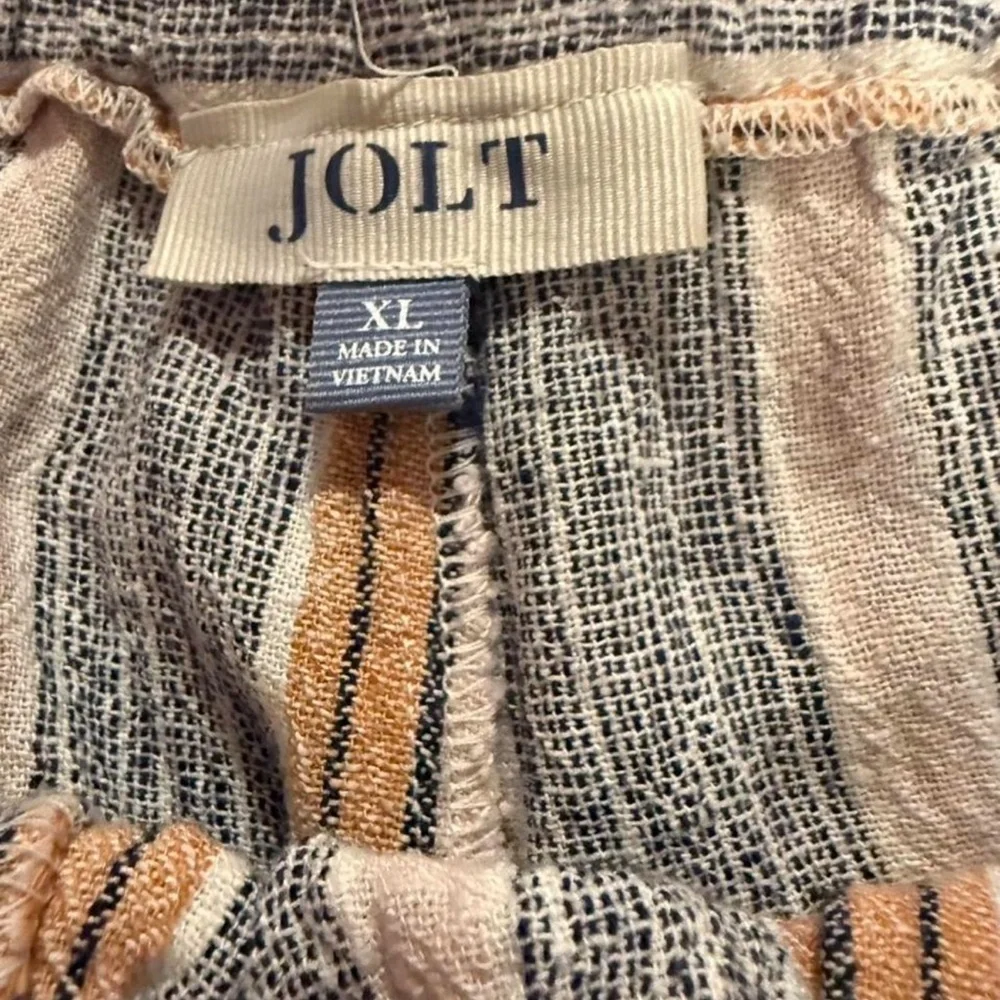 Jolt High Waist Striped Shorts - Orange, Gray, Cream Coastal style xl